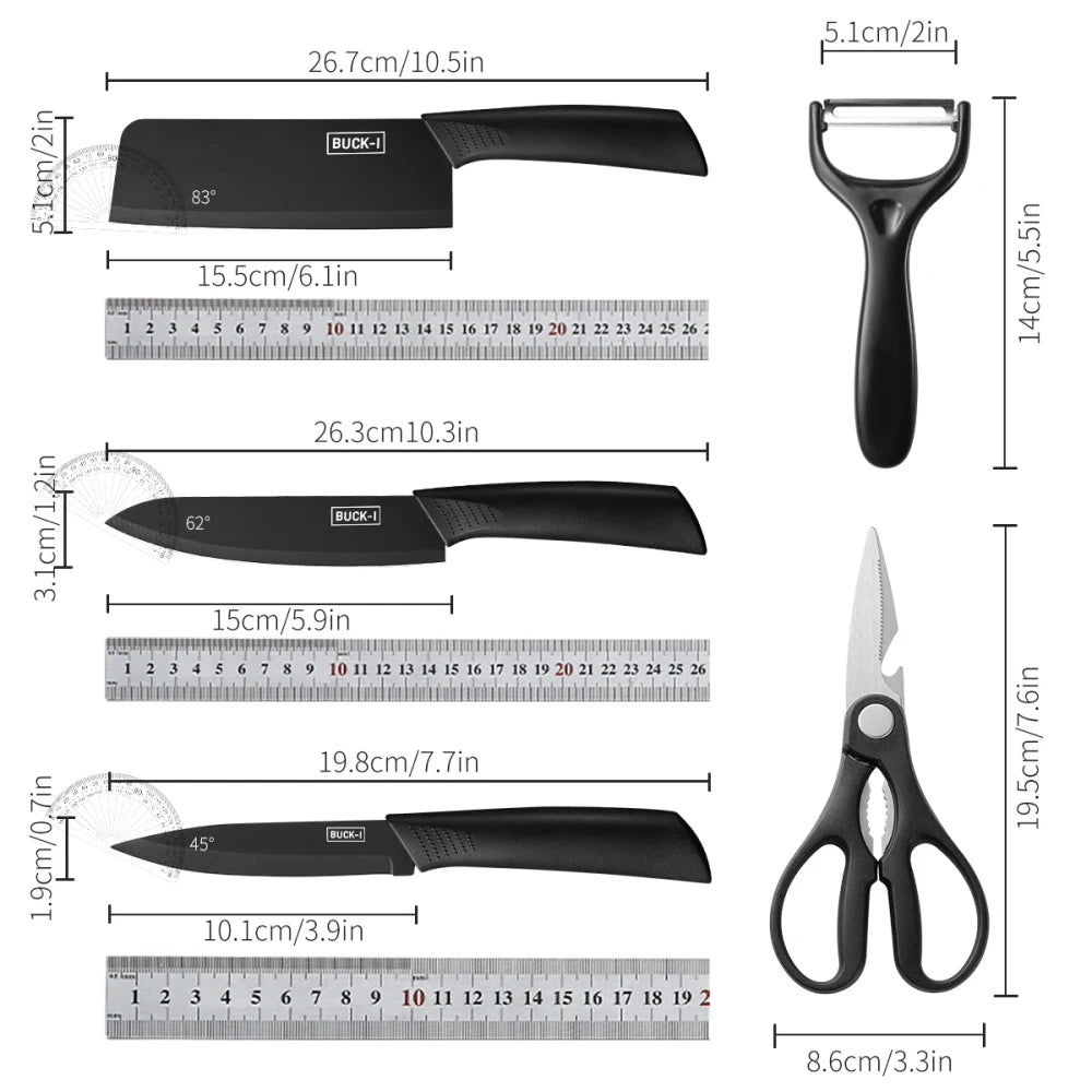 Black Stainless Steel Kitchen Knife Set