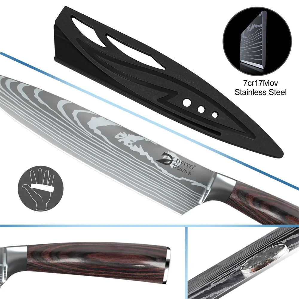 Damascus Stainless Steel Kitchen Knife Set