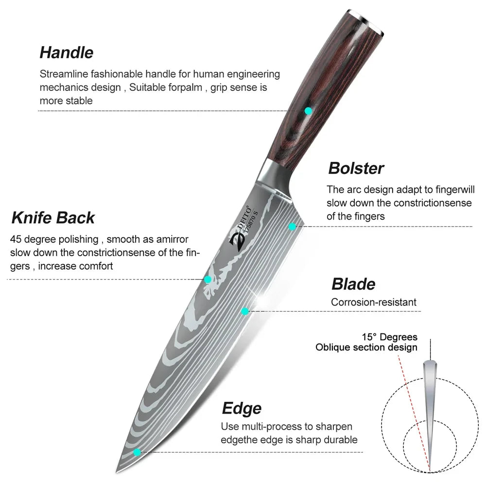 Damascus Stainless Steel Kitchen Knife Set